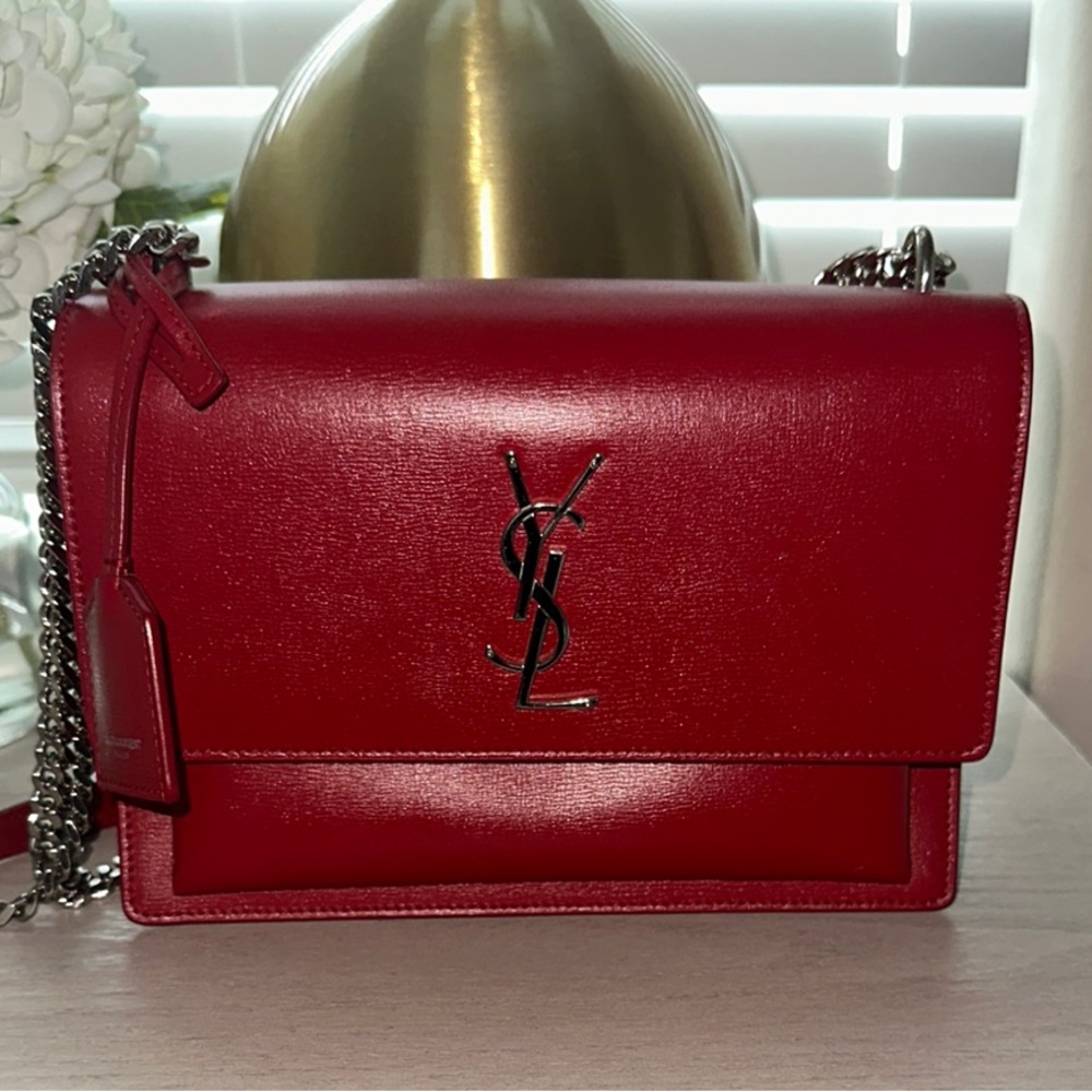 Yves Saint Laurent Sunset Red Leather Chain Bag